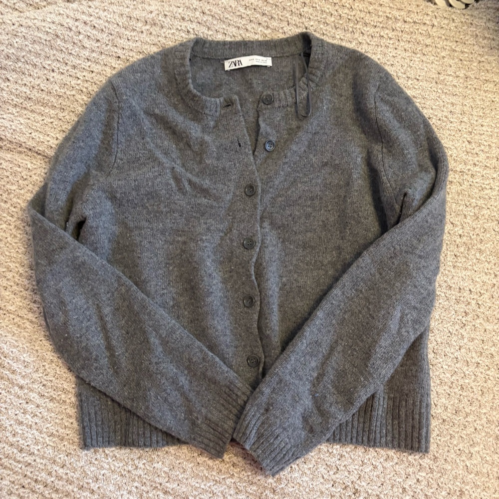 Zara Charcoal Button-Up Cardigan